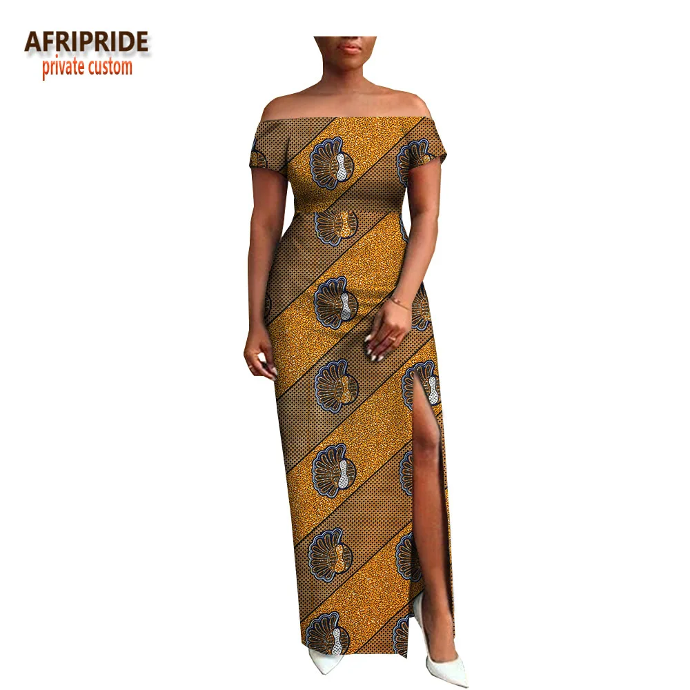AFRIPRIDE, индивидуальная африканская одежда, осеннее платье, короткий рукав, макси, батик, боковое, вечернее платье для женщин, A722538