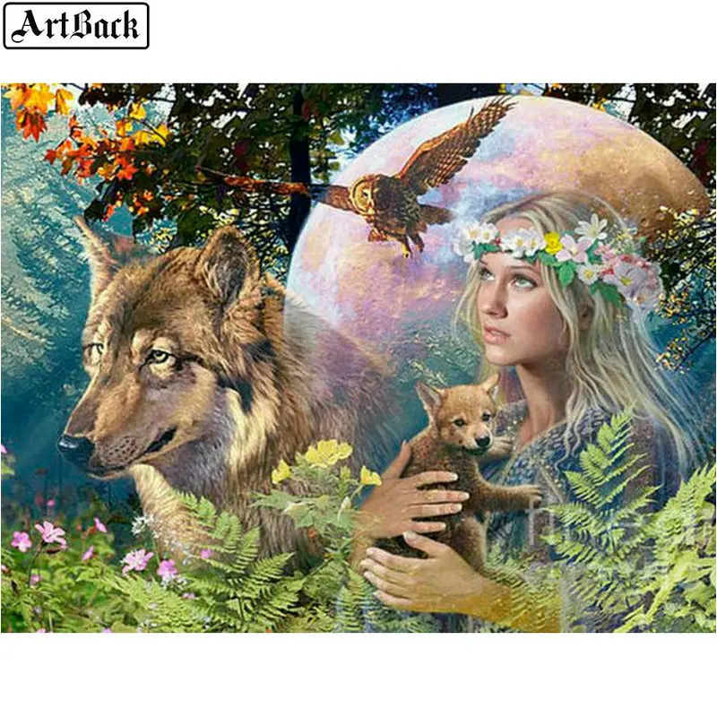 Камни в форме ромба 5d алмазная живопись волка Совы значок алмазной мозаики