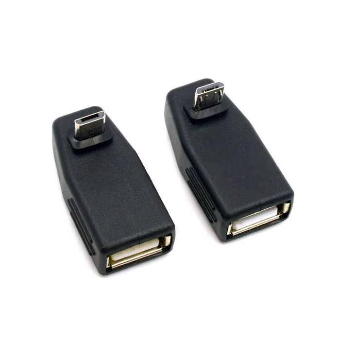 2 шт. 90 градусов вверх и вниз прямой угловой микро USB Тип B к мама OTG адаптер