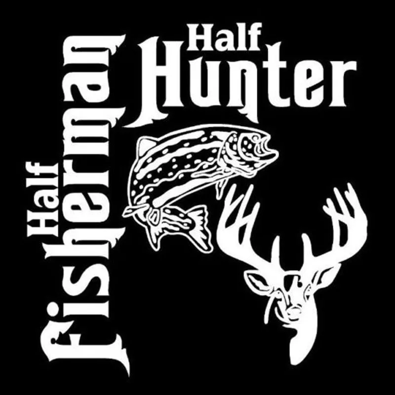 Половина рыбака охотника наклейки с дизайном рыбы для Авто/бампер/окно виниловая