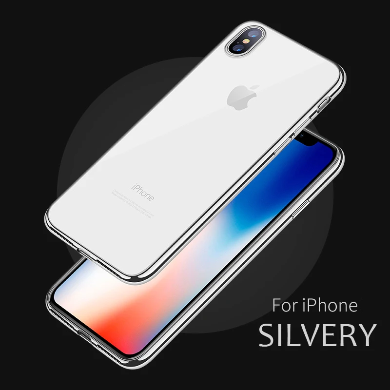 Silvery Роскошный силиконовый чехол для телефона для iPhone 7 8 Plus 6 6s чехол s Блестящий Мягкий ТПУ чехол для iPhone 6 6s Plus 7 8 X XS Max XR - Цвет: Silvery