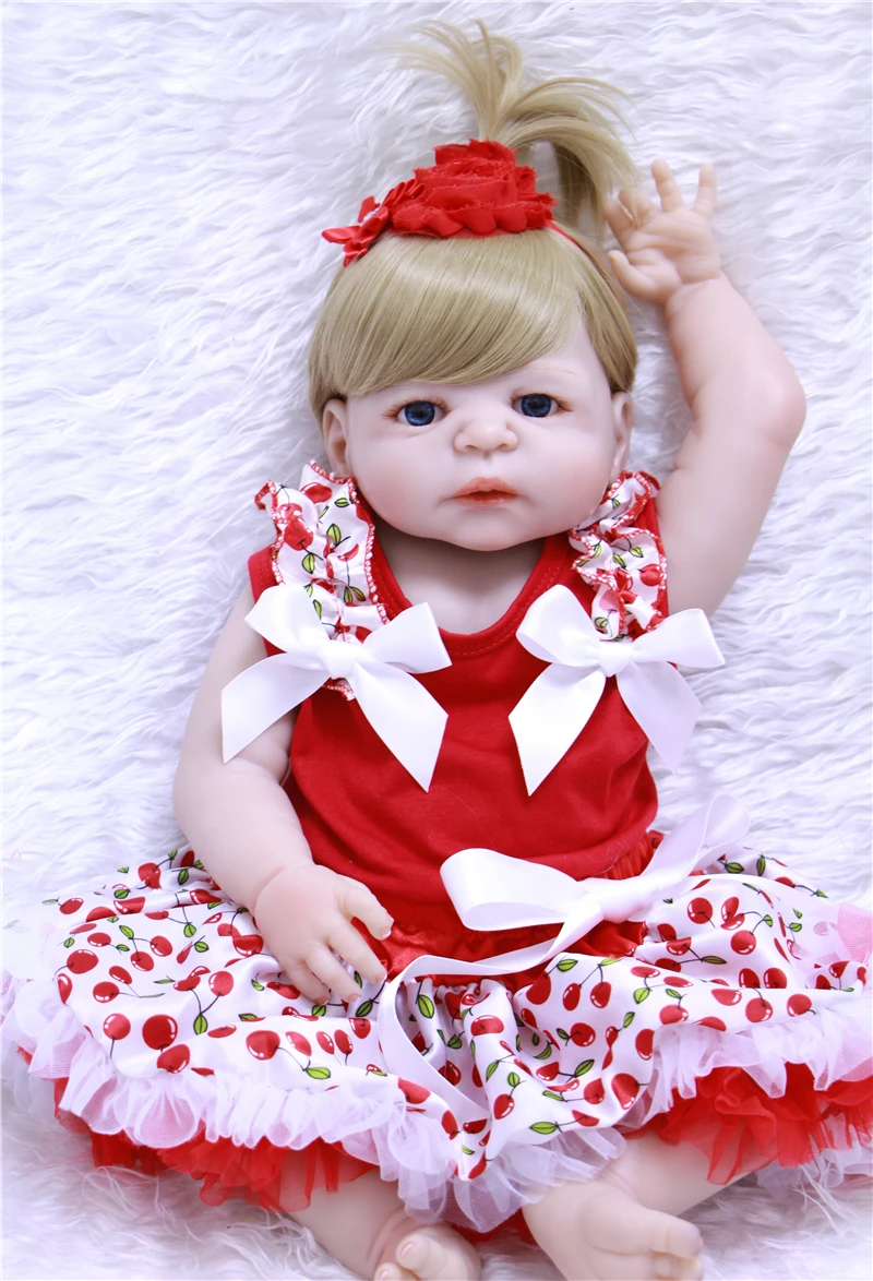 55 см полная силиконовая Детская кукла 100% высокое качество bebe Reborn Babies
