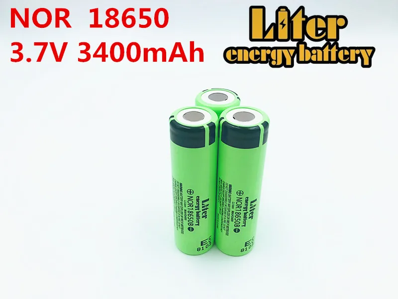 Литровая батарея 2 шт 100% оригинал 18650 3 7 V 3400MAH NOR18650B литий ионный аккумулятор
