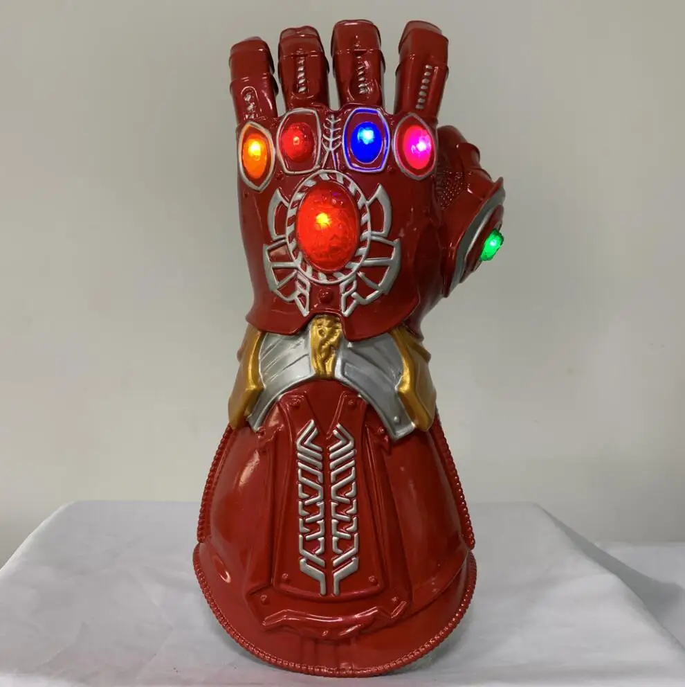 red with LED Новинка, перчатки для костюмированной вечеринки в стиле эндшпиль, Железный человек, бесконечность, Тони Старк, танос, светодиодный, перчатки - Цвет: red with LED