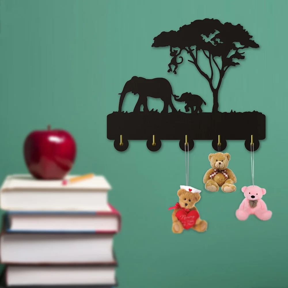 Семейное искусство на стену со слоном креативный крючок для пальто одежды