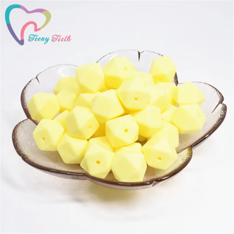Cream Yellow 10 шт Силиконовые бусы для прорезывания зубов шестигранник 14 мм/17 мм силиконовые жевательные бусины ожерелье зубы DIY Ювелирные изделия запчасти пищевой силиконовый бисер - Цвет: Cream Yellow