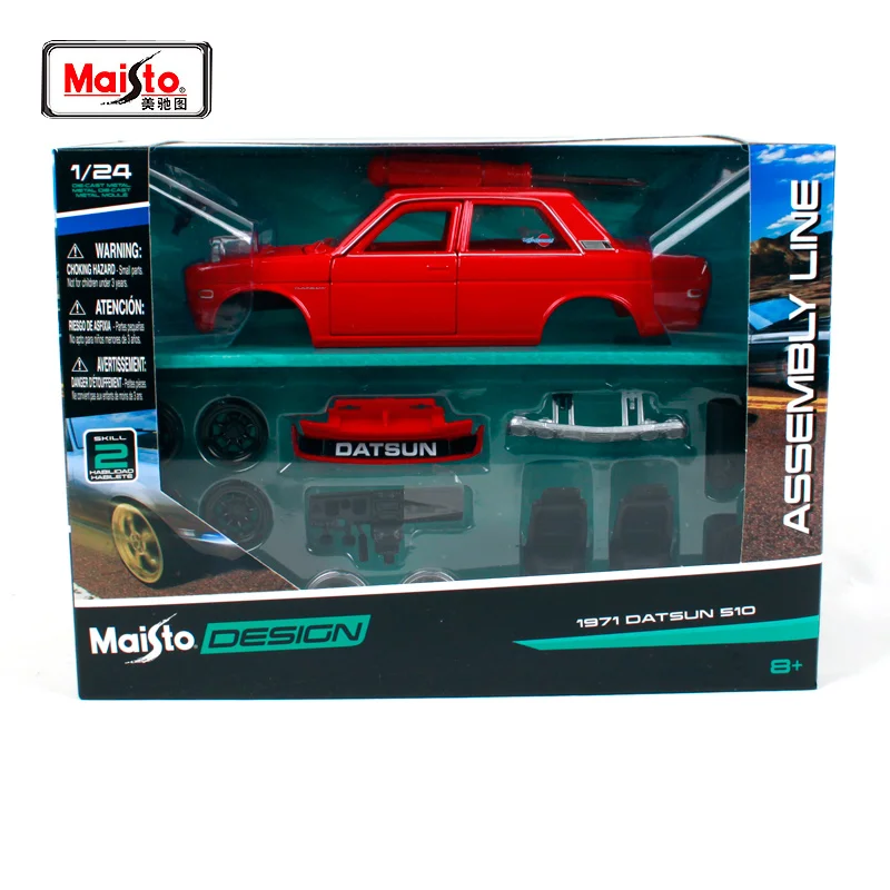 Maisto 1:24 1971 DATSUN 510 сборка &quotсделай сам&quot Ретро производительность машины литья под