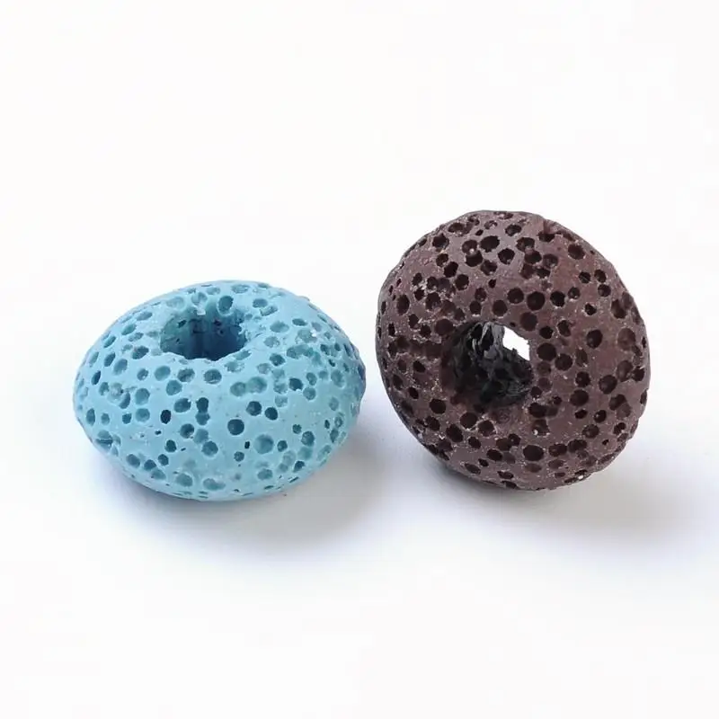 

200pcs Mixed Color Rondelle Lava Large Hole European Beads No Metal Core for Jewelry Making DIY Bracelet Necklace 15x8mm