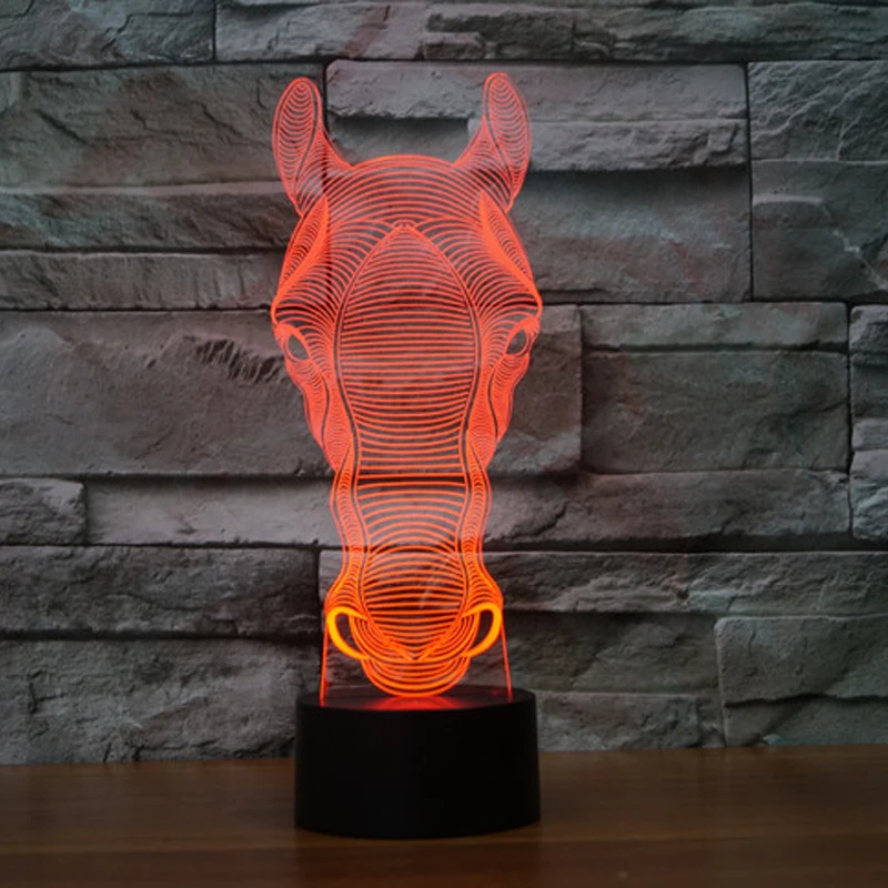 Креативные 7 цветов меняющиеся акриловые конные Светодиодные ночные светильники