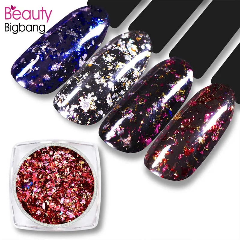 Блестящий Порошок для ногтей BeautyBigBang 1 коробка алюминиевые Блестки 0 2 г яркие