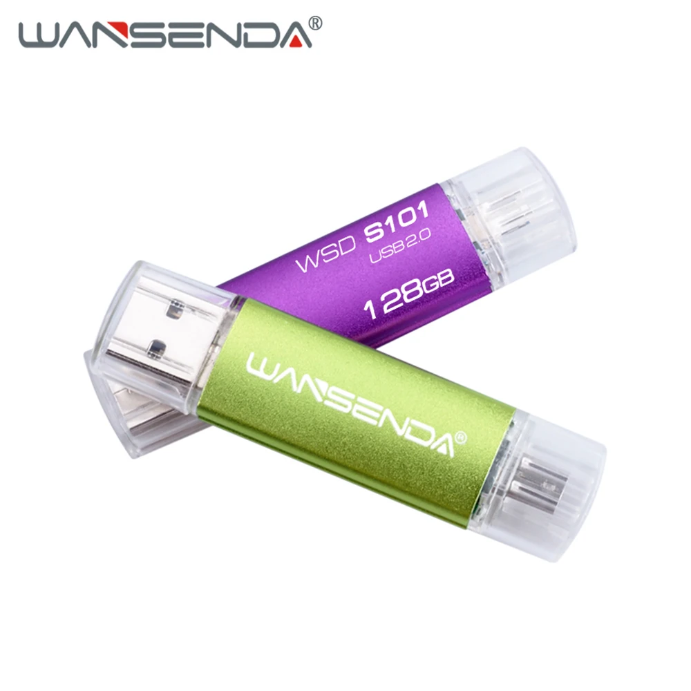 WANSENDA OTG 128 Гб флэш накопитель USB для Телефон Планшеты Android 4 GB/8 GB/16 GB/32 GB/64 GB Pendrive 2 в 1
