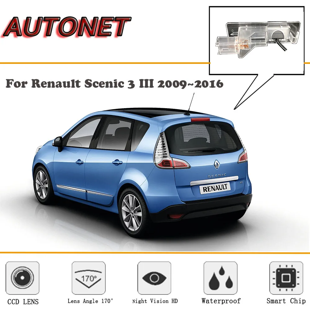 Камера заднего вида AUTONET HD с ночным видением для Renault Scenic 3 III 2009 ~ 2016/CCD/номерной