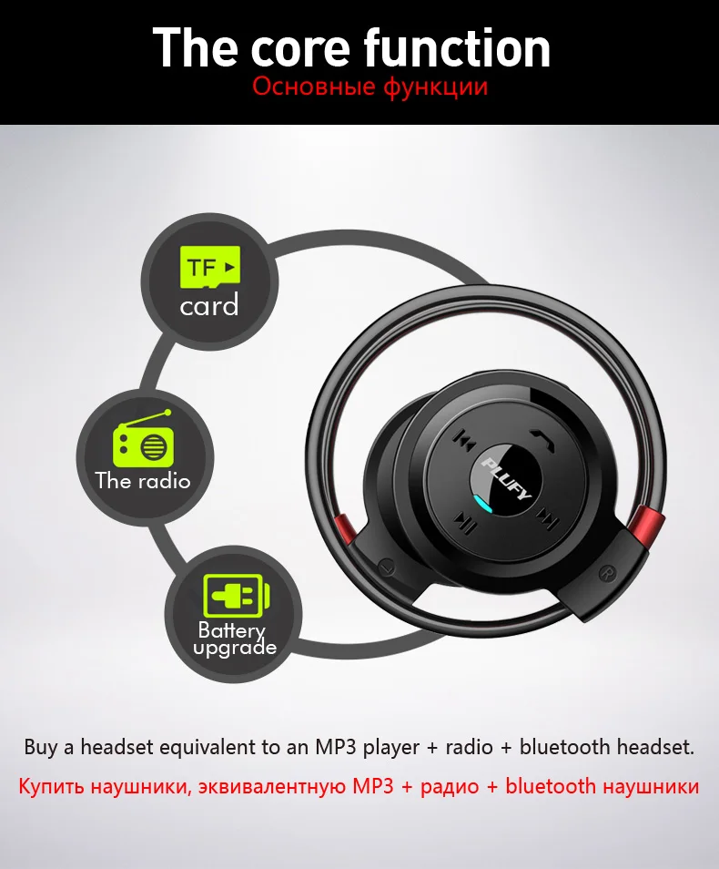 PLUFY беспроводные bluetooth-наушники с защитой от пота, Hi-Fi стерео спортивные наушники для бега, бега, работы и вождения