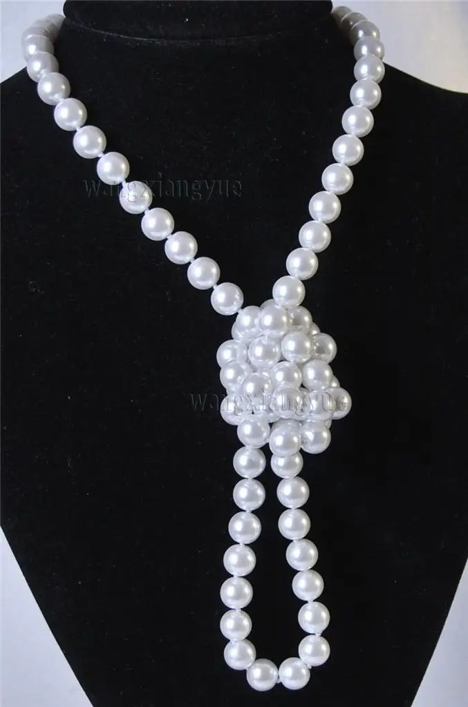 

Long 50" 8mm White South Sea Shell Pearl Round Beads Necklace AAA Grade