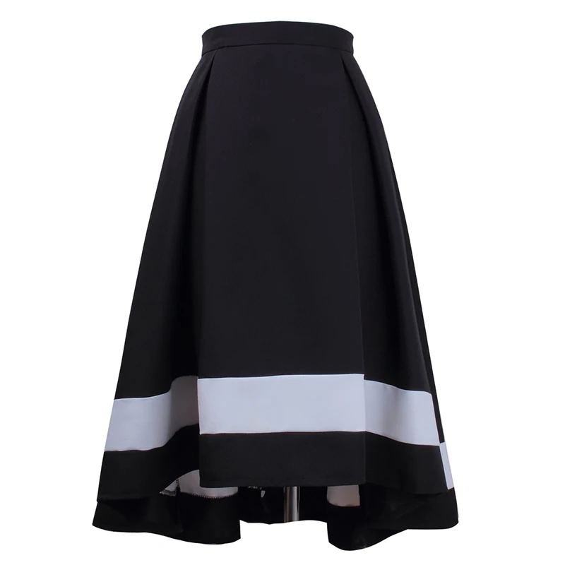 

Ladies Midi Summer Skirt Causal Fashion Pleated High Waist Female Skirts With Zipper Best Selling Elegant Stripe falda Saias mid