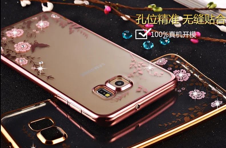 Прозрачная крышка для samsung Galaxy A30 A50 M20 M10 S10E S10 S9 S8 J4 J6 A6 A8 плюс A9 A7 S7edge Note9 чехлы с цветами и бриллиантами мягкий чехол