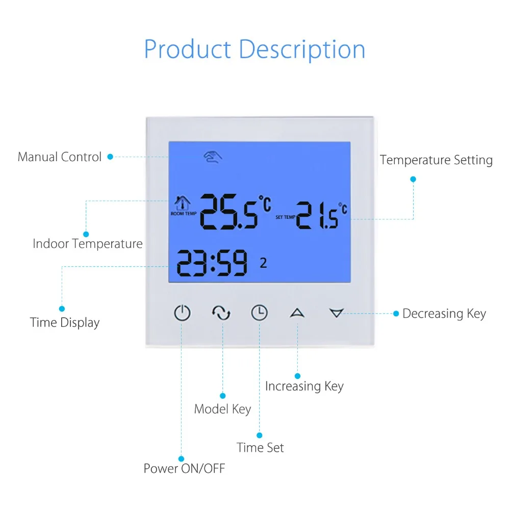 Отопление термостат Wi-Fi ЖК-экран с сенсорным экраном темп кондиционер контроль температуры напольный цифровой термометр терморегулятор