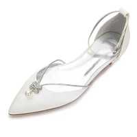 creativesugar elegant pearl flower shape crystal charm lady satin lace dress flat shoes sweet pointed toe flats bridal wedding