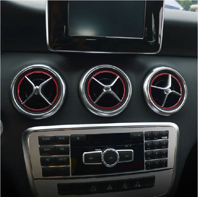 

5pcs Aluminum alloy AMG Styling Car Dashboard AC Air Vents decoration For Mercedes-Benz CLA Glass CLA200 CLA220 CLA260