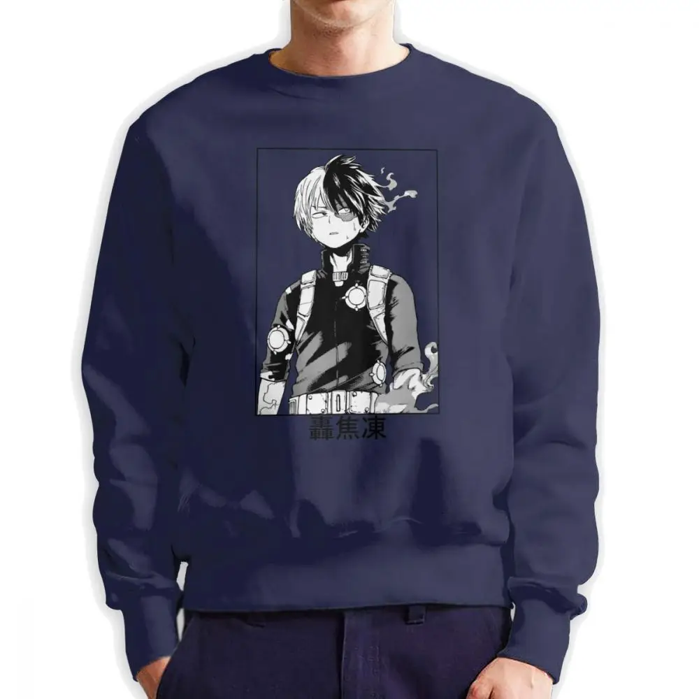 Todoroki Shoto My Hero Academy толстовки мужские Новинка органический хлопок пуловер с круглым вырезом Новое поступление одежда с капюшоном - Цвет: Тёмно-синий