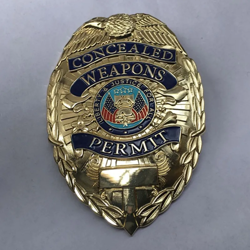 50 шт в наборе Немагнитный скрытый разрешения на оружие значок 78x55 с позолотой