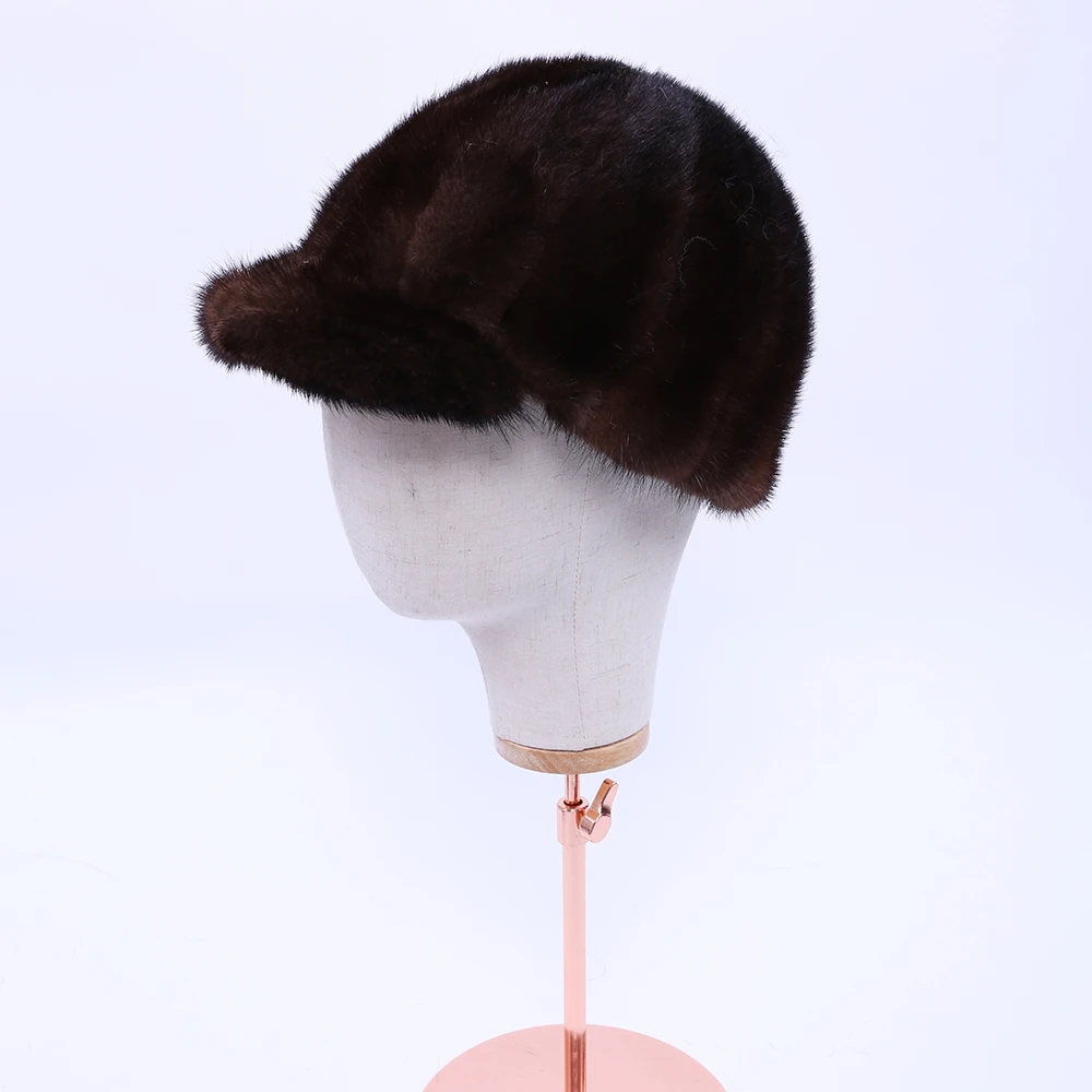 Шапка из 100% натурального меха норки теплые зимние шапки шапочки женская меховая