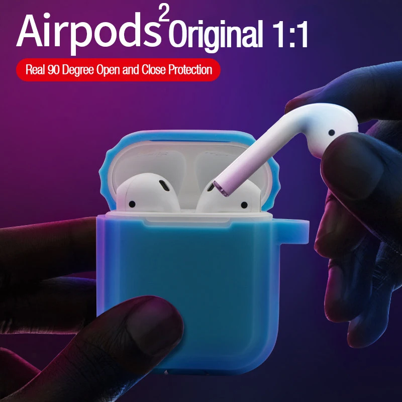LYMOC Чехлы для наушников для Airpods 2 беспроводные Bluetooth наушники для Airpods 2 светящийся светильник защитная пленка Водонепроницаемая Противоударная