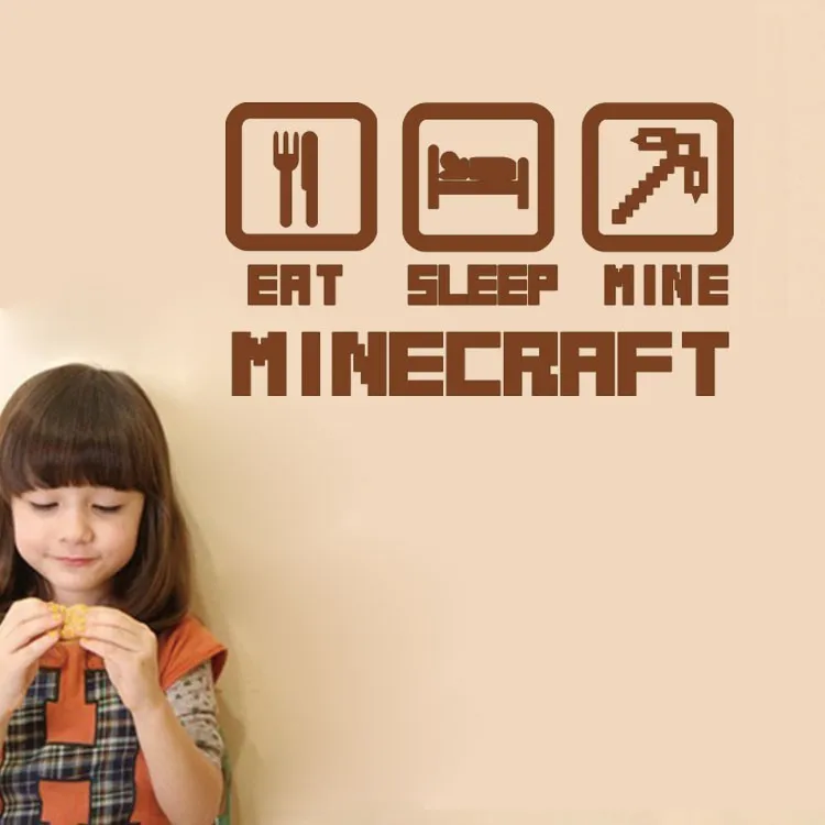 Наклейка на стену с надписью EAT SLEEP MINE | Дом и сад