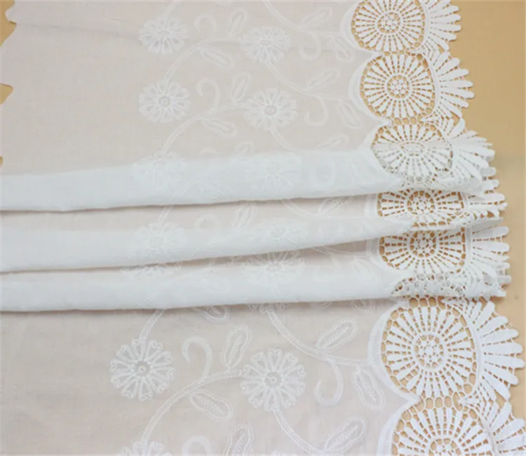 

3Yards Width 43cm Off White 100% Cotton Embroidered Lace Fabrics for Women's Clothing Diy Lace Trim Free Shipping