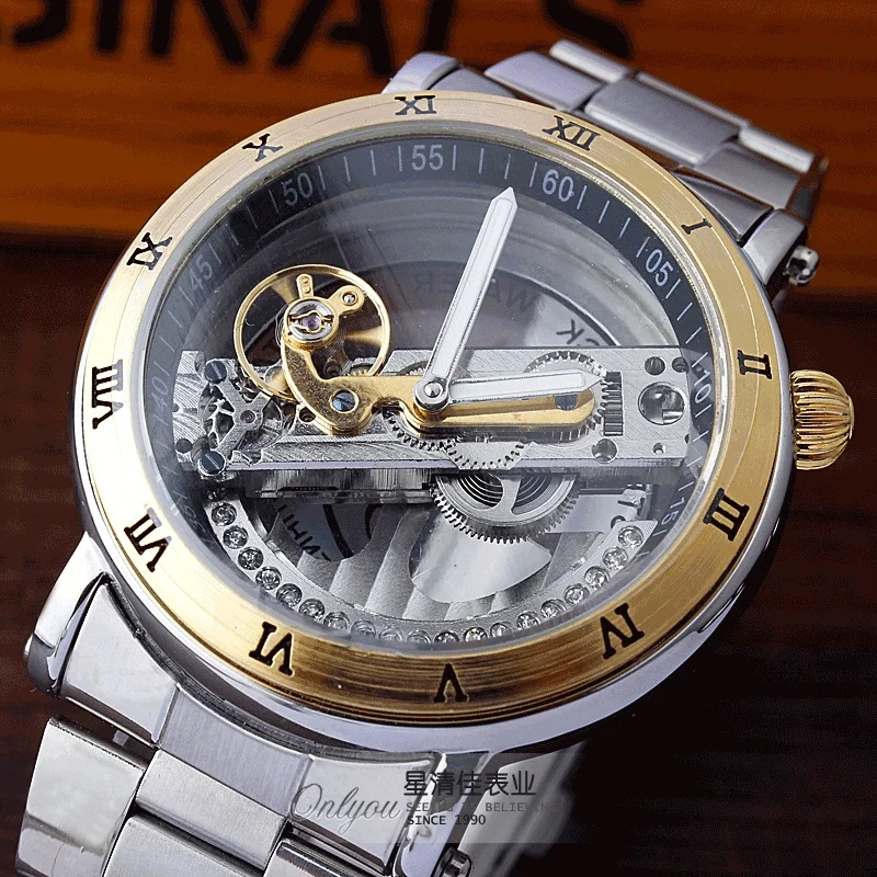 Часы мужские механические прозрачные из нержавеющей стали|steel watch bracelet|steel wrist