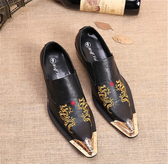 Мужские кожаные туфли с острым носком тиснением|shoes casual|shoes fashionshoes pointed |