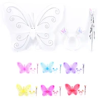 3pcsset lovely party costume princess girl kids butterfly wing wand headband fairy xmas costume set