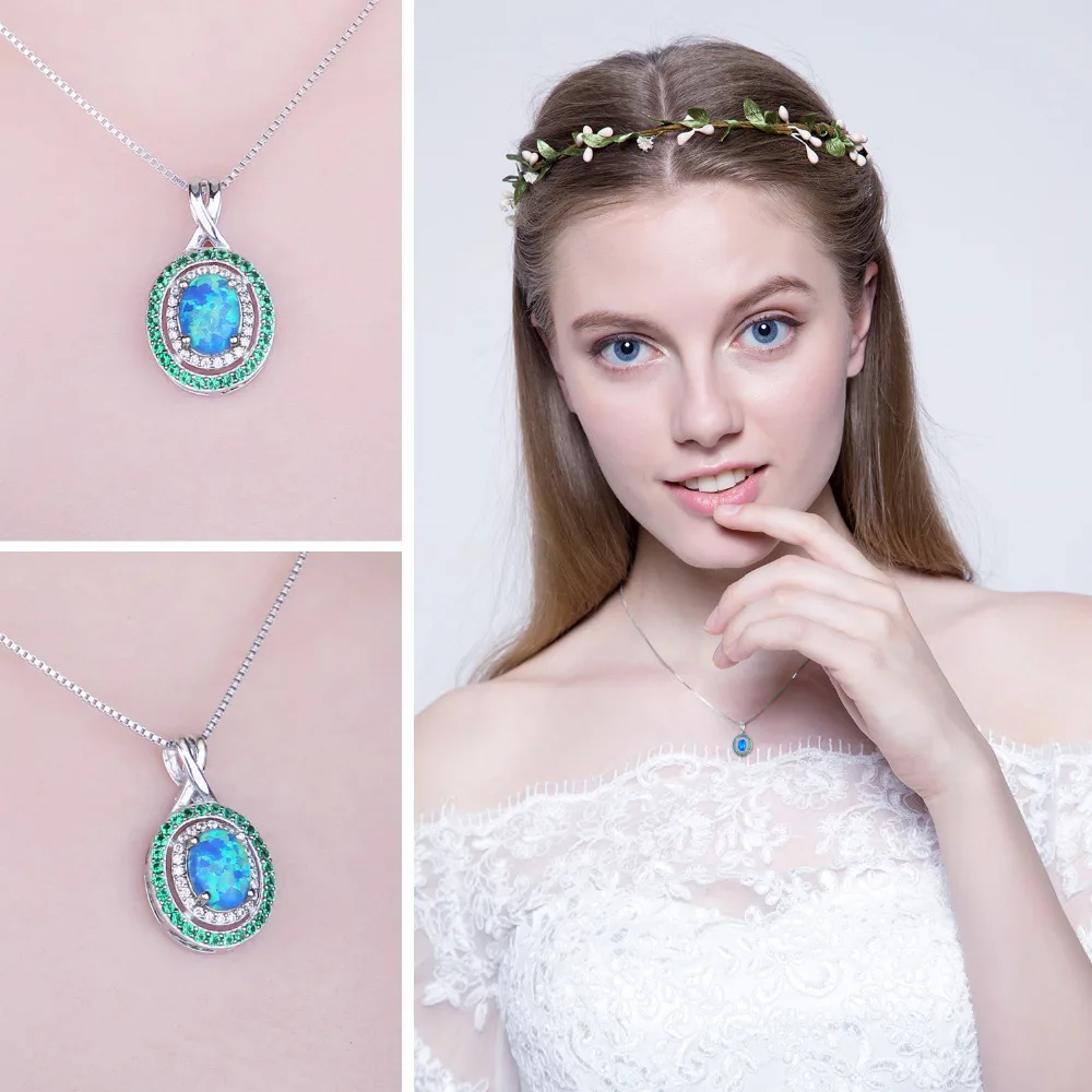 Jpalace 1.5ct кулоны с опалом изумрудное ожерелье подвеской 925 драгоценные камни из