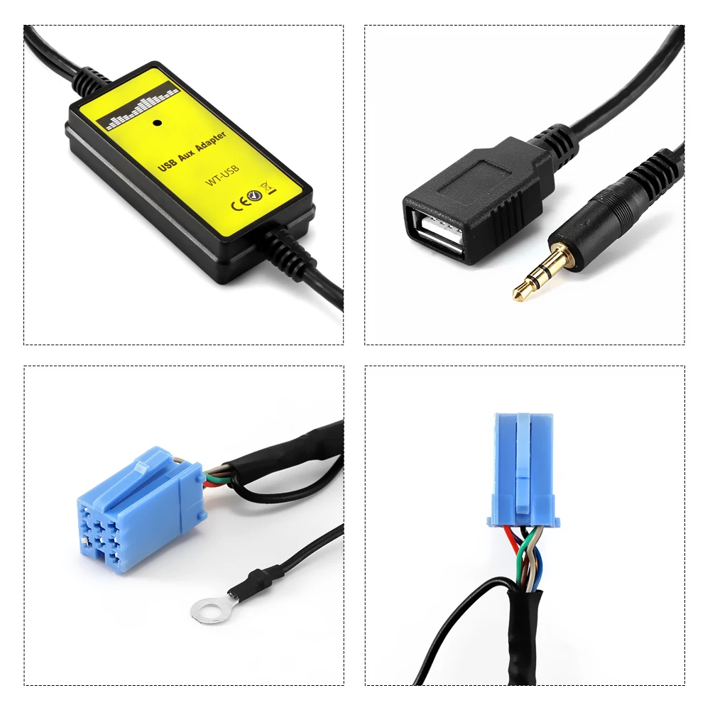 Высокое качество звука автомобиля MP3 USB AUX адаптер с рулевого колеса Управление 3,5 мм AUX Интерфейс чейнджер для Audi ISO 8Pin