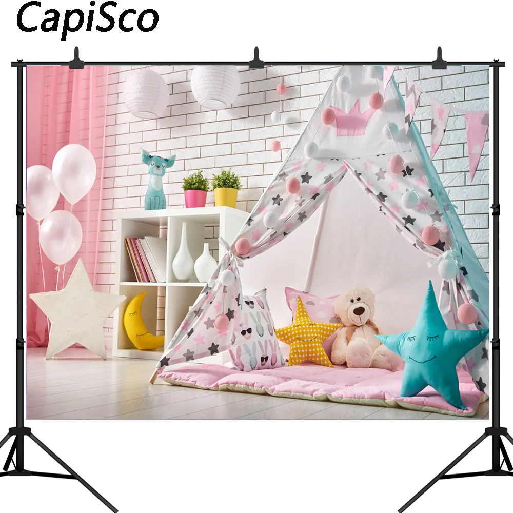 

Capisco Baby Birthday Party Brick Wall Balloons Photography Background Customized Photographic Backdrops Props For Photo Studio