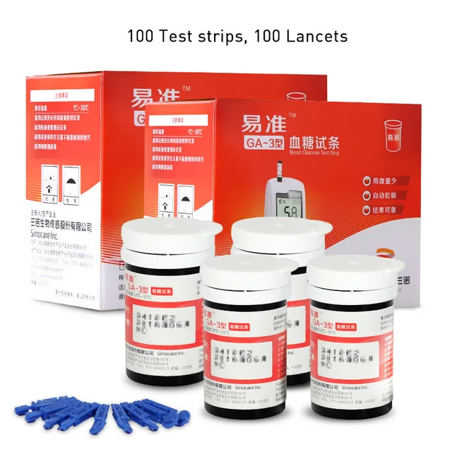 Only 100Pcs Strips Cofoe 50/100 шт тест-полоски с иглами ланцеты без глюкометров для Yizhun GA-3 прибор для сбора крови медицинские инструменты - Цвет: Only 100Pcs Strips