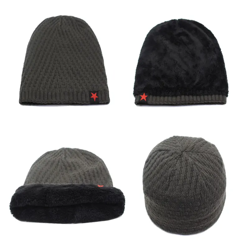 Мужские вязаные шапки Skullies зимние для мужчин в полоску лыжная маска мягкая