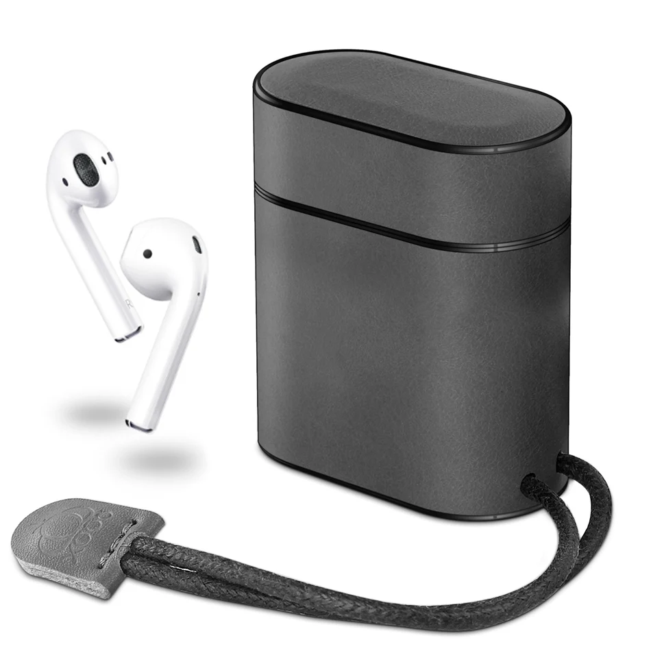 Grey Axbety для AirPods чехол из натуральной кожи Bluetooth беспроводной Чехол для наушников для Apple Airpods 1/2 зарядная коробка из зернистой кожи - Цвет: Grey