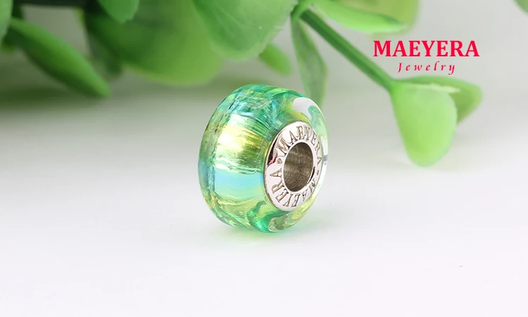 MAEYERA подлинные 925 пробы серебряные бусины лэмпворк яркие серебряные бусины из муранского стекла подходят к Европейскому браслету 920306