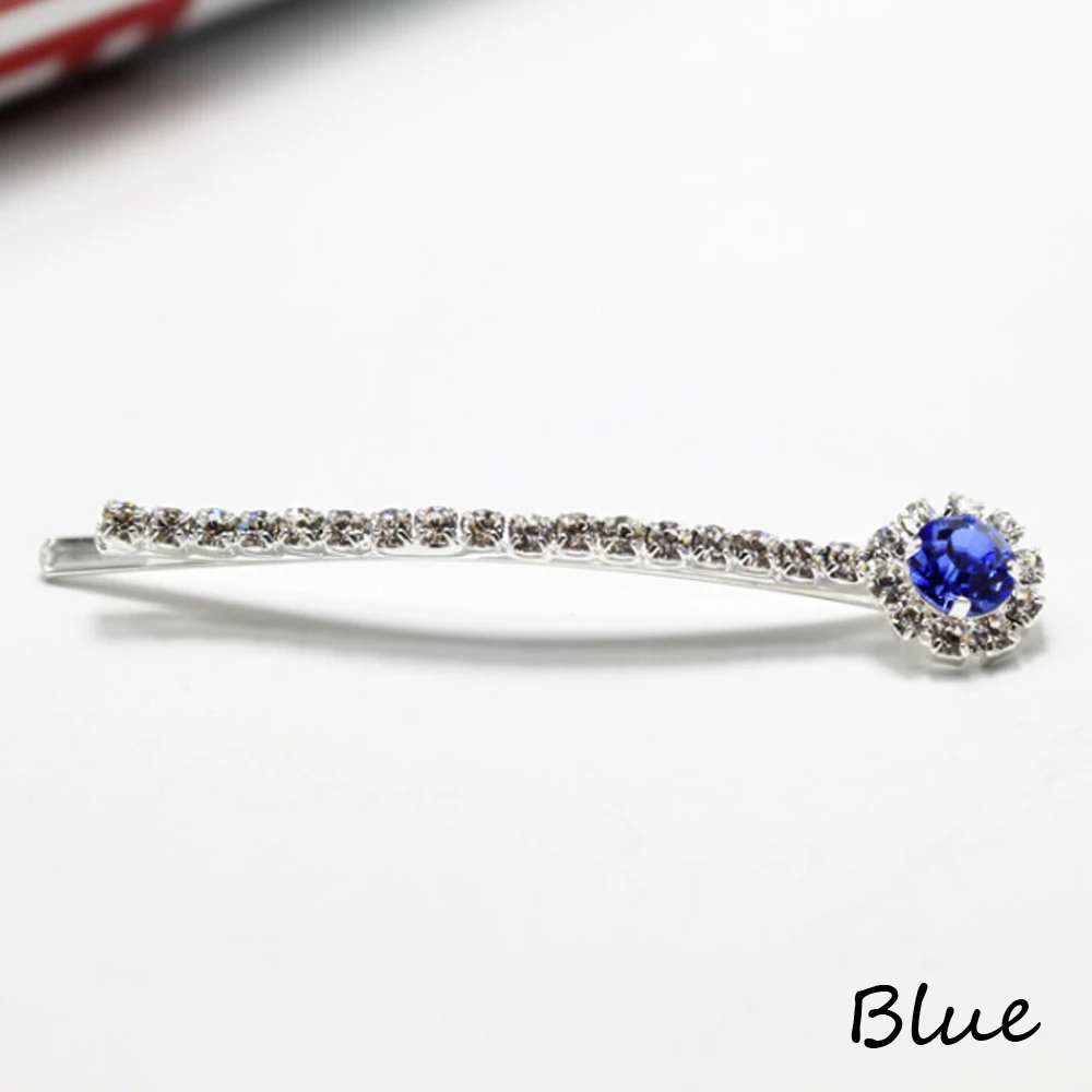 Blue 1 шт., корейские заколки для волос для женщин и девочек, хрустальные стразы, заколка для волос, заколки, аксессуары для волос - Цвет: Blue