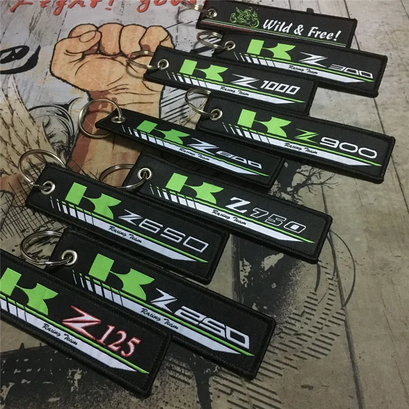 Брелок для ключей с вышивкой мотоцикла коллекция брелоков Kawasaki z125 z250 z300 z650 z750 z800