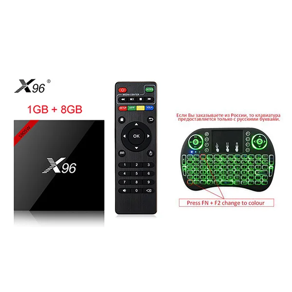 Горячее предложение! Распродажа! X96 Android 7,1 Smart tv BOX четырехъядерный HD2.0 4K* 2k Amlogic S905W с bluetooth-подключением+ ИК-пульт дистанционного управления - Цвет: 1g with keyboard
