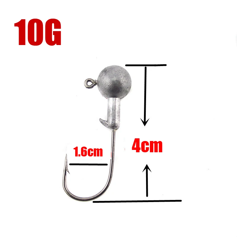 10g 5 шт/лот Новинка Высокое качество 1 г/3 г/5 г/5,5 г/10 г свинцовая головка крючок джиг оснатка приманки рыболовные крючки для мягкой приманки рыболовные снасти - Цвет: 10g