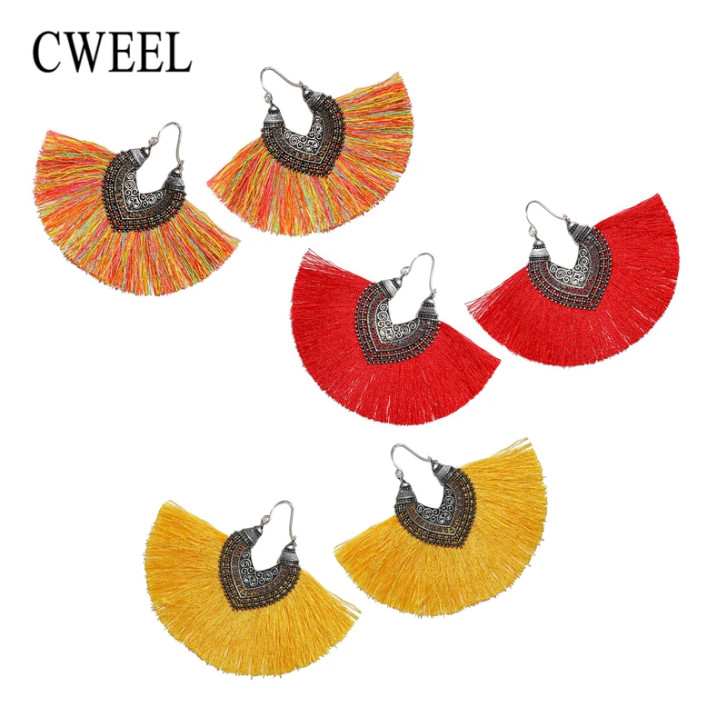 CWEEL Women's Long Tassel Earrings Fringe Earing Fashion Drop Vintage Ethnic Dangle Bohemian Statement Woman 2018 Earring | Украшения и