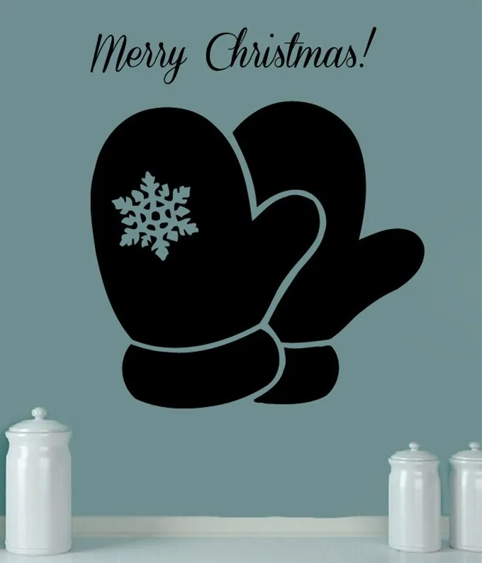 Зимние перчатки с рисунком милые рождественские виниловые наклейки на стену