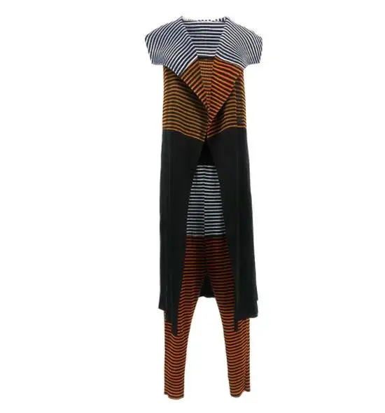 picture color Высокое качество Miyake Fold лето полосатый жилет+ узкие брюки модный костюм из двух предметов брюки костюм - Цвет: picture color