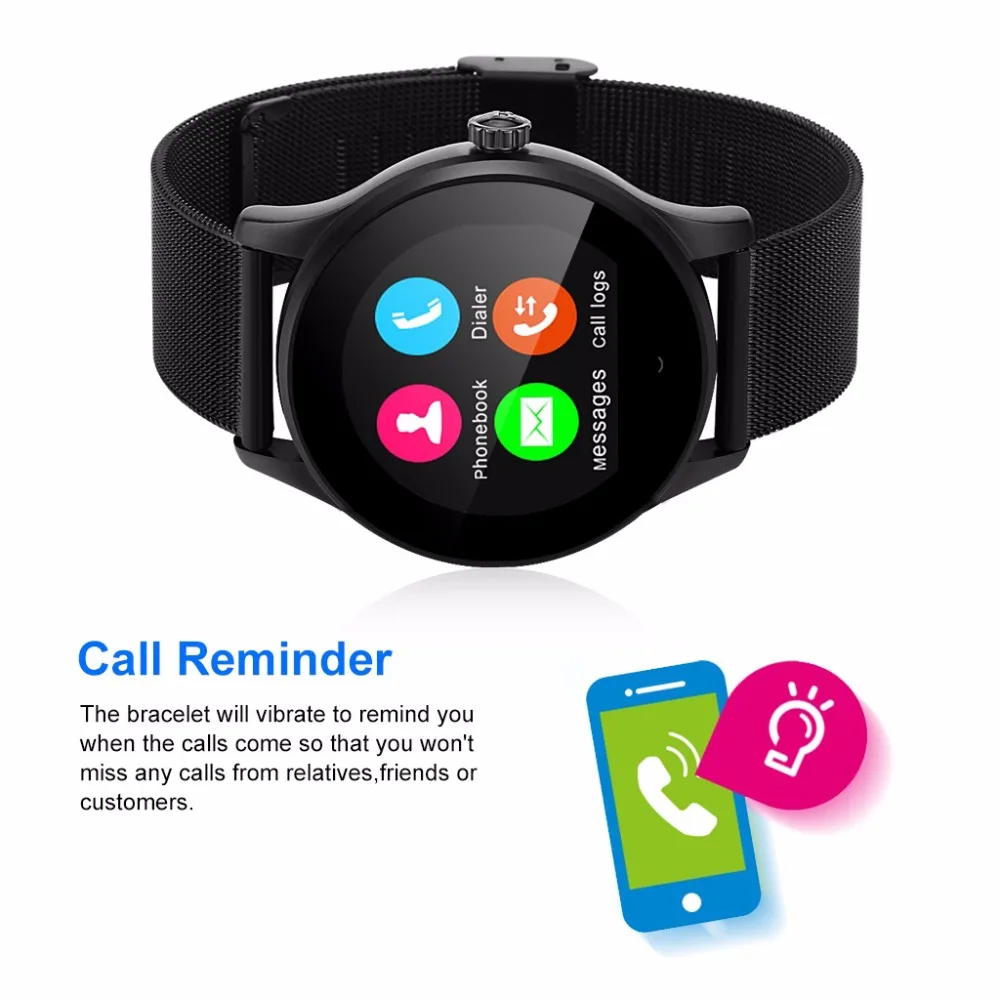 Браслет iwatch круглый Bluetooth Smart часы Классический здоровья из металла SmartWatch С