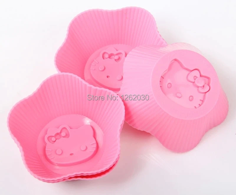 6 шт./партия, фирменные маффиновые чашки hello kitty, очень милые силиконовые чашки для торта с рисунком