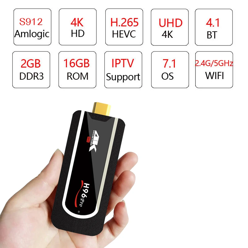 Xinways H96 Pro Android 7 1 ТВ приставка Amlogic S912 Восьмиядерный 2G 16G Мини ПК палка 2 4G/5G Wifi BT4.1 4K