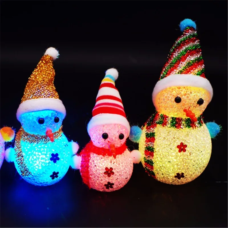 

3pcs Colorful Flash Christmas Snowman Snowflake Santa Claus LED Night Lights with Hang Rope Gift Holiday Decorations Xmas